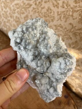 Large blue fluorite and quartz mineral cluster over 1 lb